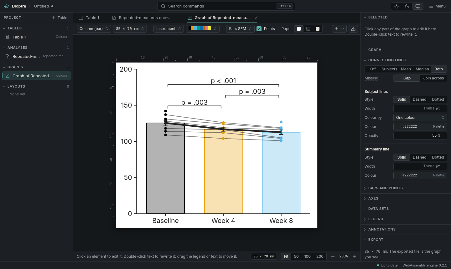 The same graph and inspector in the dark theme